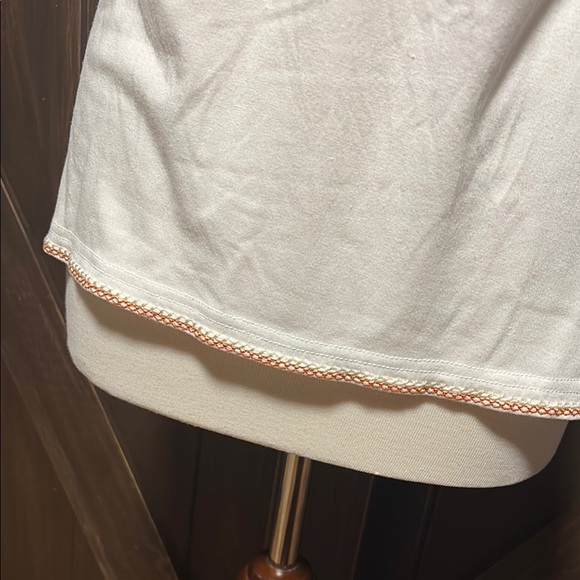 Solitaire Orange and White Flutter Sleeve Embellished Blouse - Picture 4 of 11